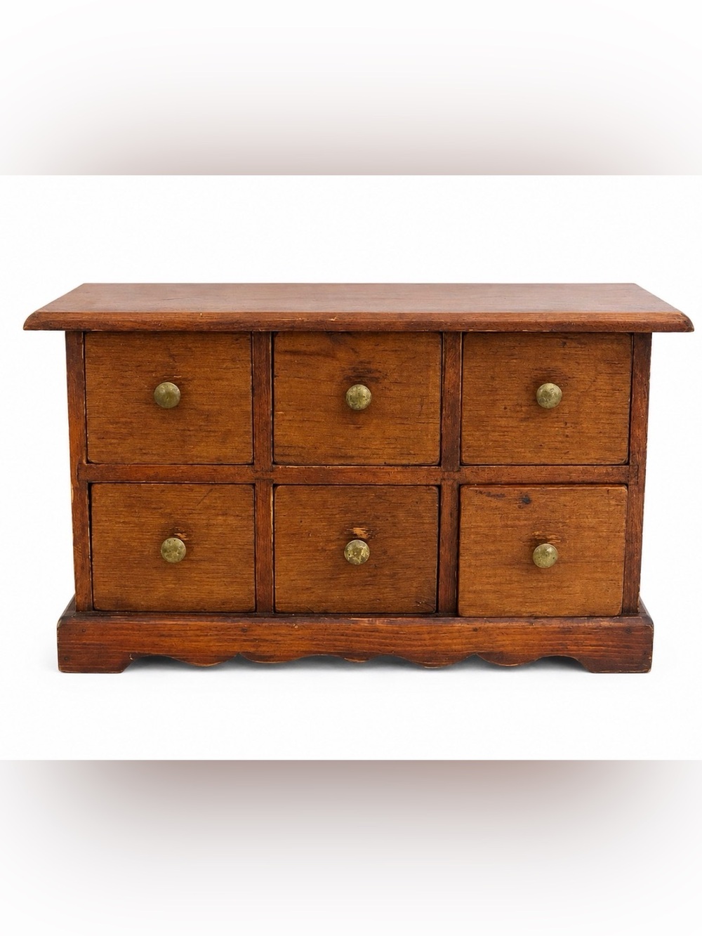 Six-Drawer Wooden Jewelry Organizer Chest in Brown Vintage